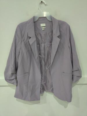 NWoT Jules & Leopold Women's Rouched Sleeve Blazer Purple Size L $70 2A112