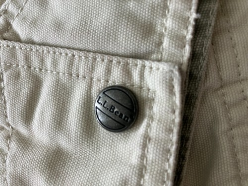 LL Bean Vintage Denim Jacket Mens XL Tall Full Zip Light Beige - Picture 4 of 5