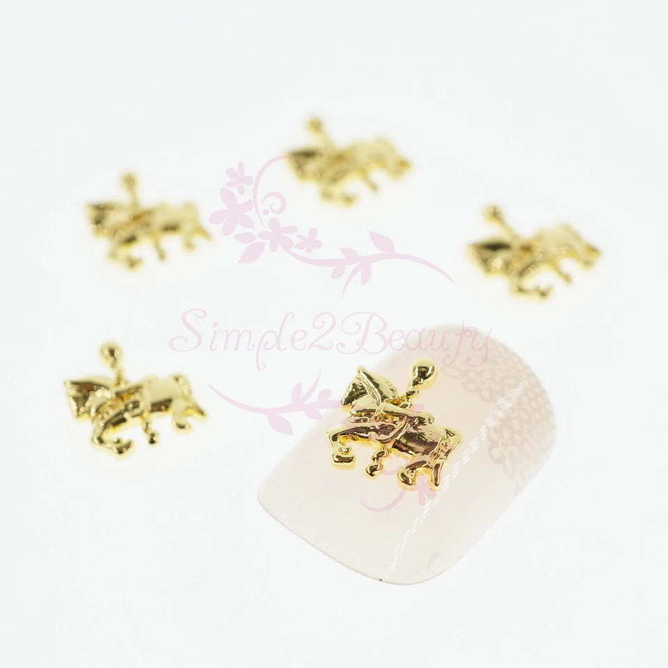 100 Carousel Horse Design Japanese Style Alloy Charms Nail Art 3D DIY Decoration - Image 2 of 4
