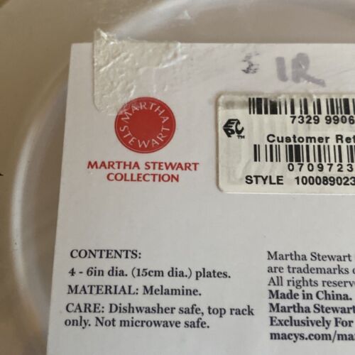 Martha Stewart Cook Out Melamine Appetizer Plates Red White Black Stripe 4 Count - Picture 4 of 5
