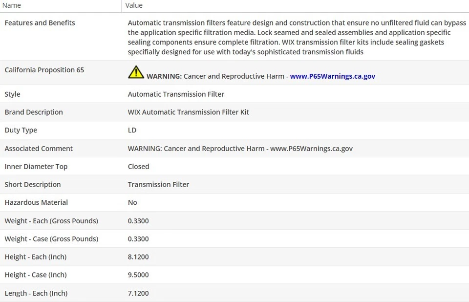 Filtro de aceite tipo OEM WIX para Pontiac Sunbird 1977-1979 L4-2,5 L Foto 3 de 4