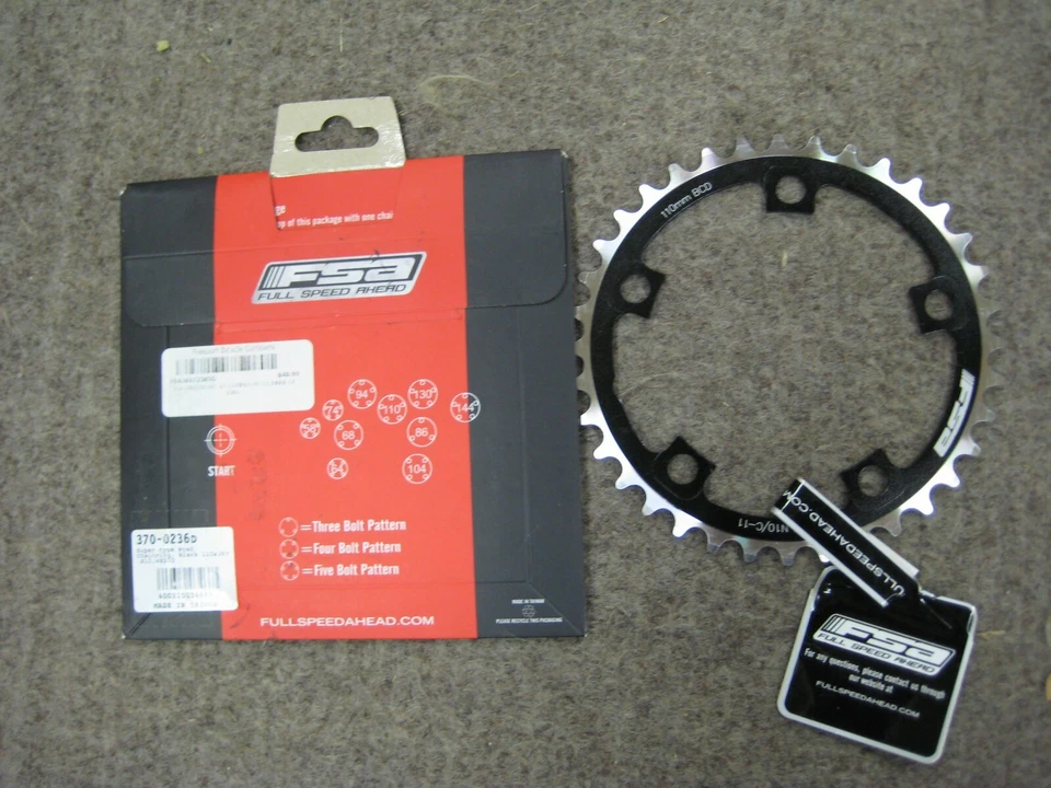 FSA Chainring 36 Tooth 110 BCD N10/C-11 WB238 36t Black Alloy Road - MTB - Image 2 of 3