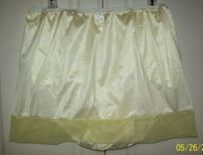 YELLOW Nylon Tricot SLIP  5" SLEEVE PANTY Sheer Hem 30-44 Waist  Length 15"  