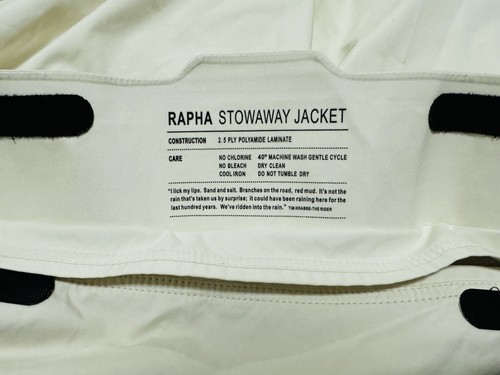 Rapha Stowaway Beige Full Zip Lightweight Rain Wind Windbreaker Cycling Jacket - Picture 10 of 11