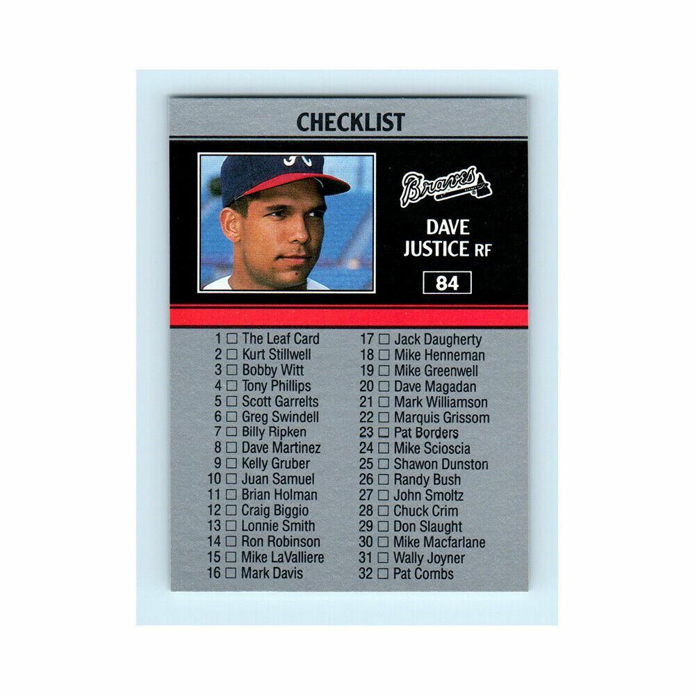 1991 Leaf #84 Dave Justice Checklist Baseball Card | eBay
