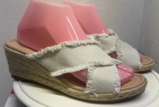 Wedges Espadrilles Shoes Womens Fabric Raw Woven Slip On White 002707 Size 8 39