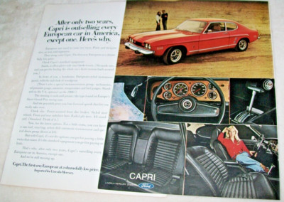 1973  Lincoln Mercury Capri -mid-size-mag car ad- ''After only 2 years''
