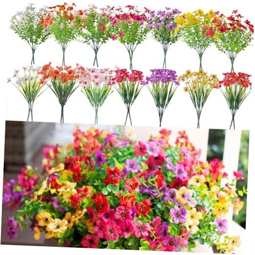 Artificial Flowers for Outdoors, 28 Bundles Faux Plastic 28pcs Daisy Flowers