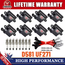 8 Pack UF271 Ignition Coil + Spark Plug + Wires For Chevy GMC 4.8 5.3L 6.0L 8.1L