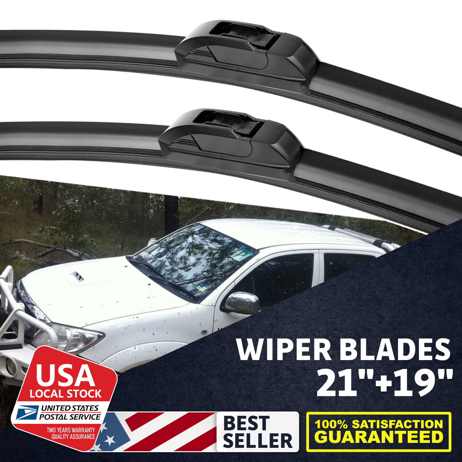 2Pcs Soft rubber Front Window Windshield Wiper Blades 21