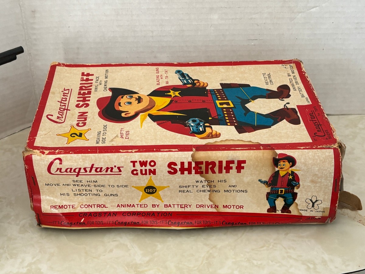 Vintage Cragstan's 2 Gun Sheriff Battery Operated Toy W/ Original