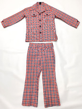 Vtg MANN Red  Blue Plaid 2 PC Suit Boys EXCELLENT USED CONDITION