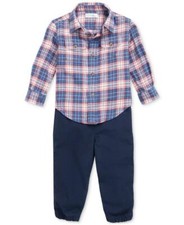 NWT Ralph Lauren Multi Baby Boys Plaid Shirt NO PANTS 12 M pjl0621
