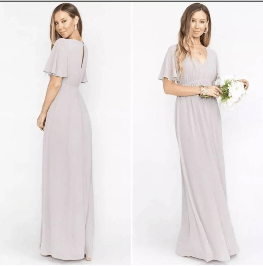 Show Me Your Mumu Emily Empire Maxi Dress in Dove Grey Chiffon. Size S |  eBay