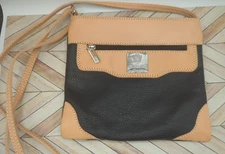 I Medici Firenze Italy Small Leather Crossbody Shoulder Purse Bag Black & Tan