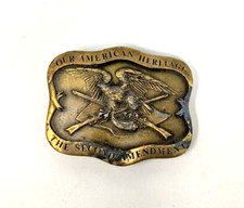 Vintage Our American Heritage Second Amendment Brass Belt Buckle EUC 3"x 2.5"