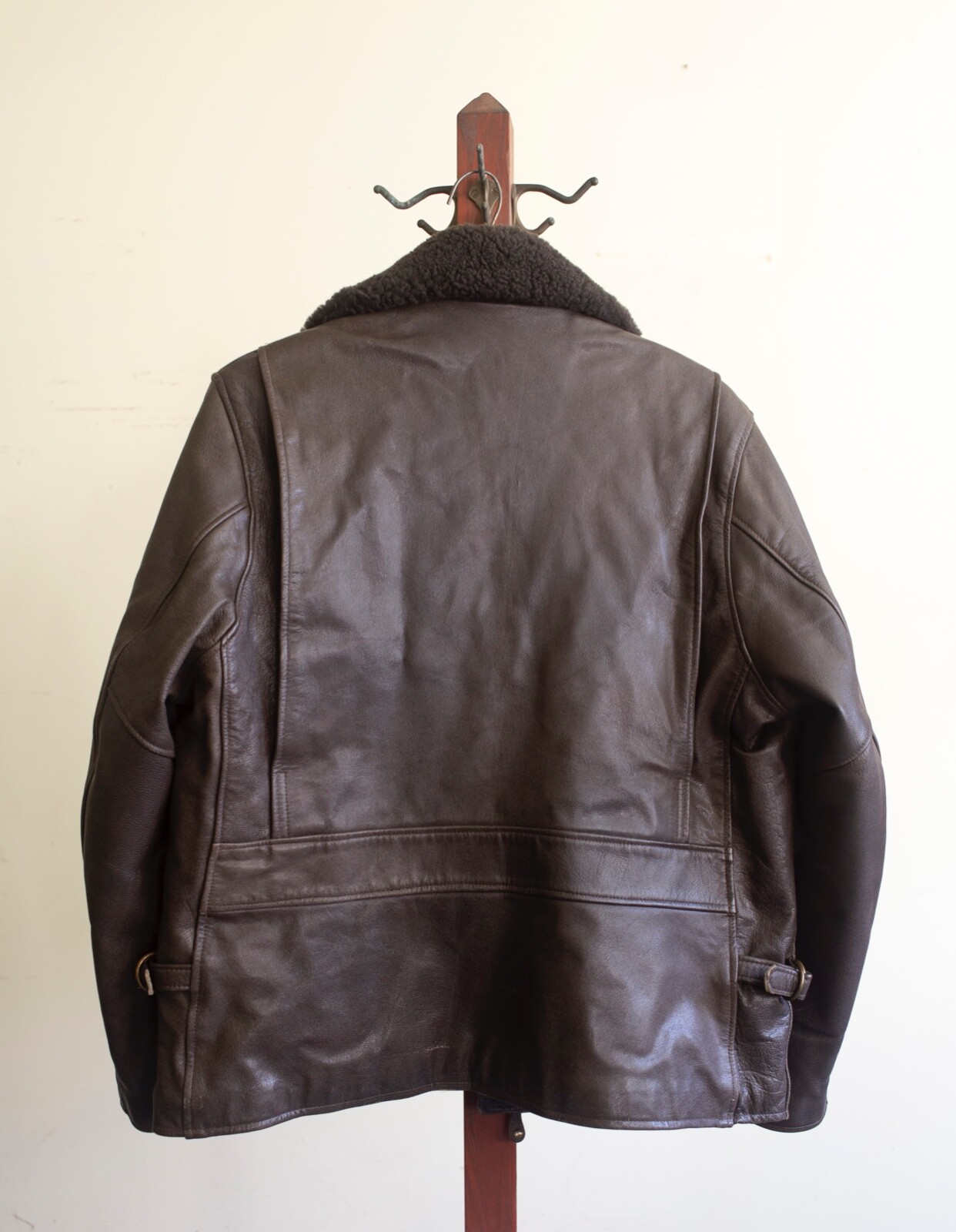 Vintage! LL Bean Goatskin Bomber Jacket Sherpa Lined Made in USA Mens