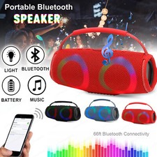 Portable Bluetooth Speaker Dual 4" Rechargeable Stereo SoundBox Party Speaker