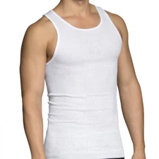 3 Pc Men 100% Cotton A-Shirt Tank Top Ribbed Undershirt Wife Beater Black White