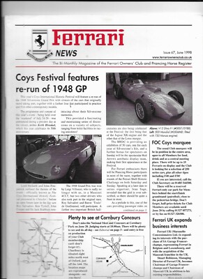 Ferrari News Ausgabe 67, Juni 1998: Das zweimonatliche Magazin der Ferrari-Besitzer
