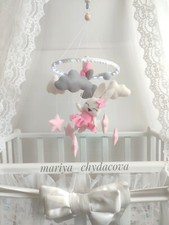 Mobile for Nursery Decor - Bunny Theme Crib Mobile,Whimsical Baby Girl Mobile