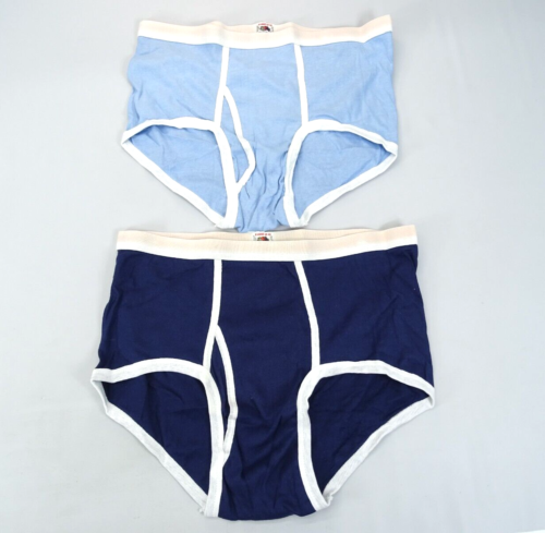 Lot of 2 Vintage Fruit of the Loom Brief Mens Size 42-44 XL Blue USA Made NWOT - Picture 1 of 4