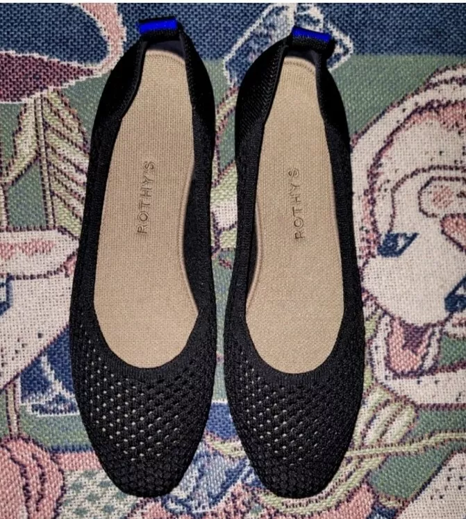 Rothys Flats Women s 11 Black Mesh Perforated Slip On Euc eBay