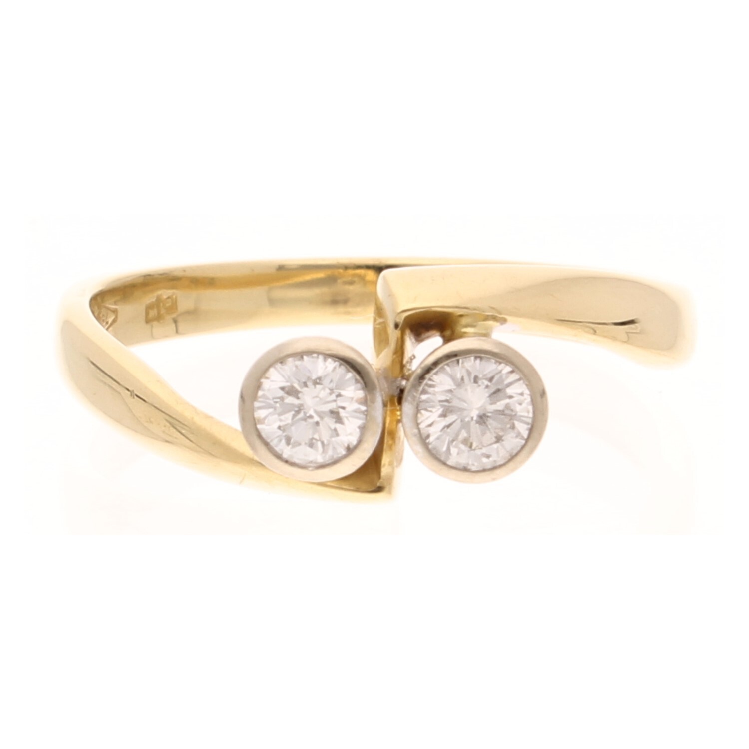 18Carat Yellow Gold 0.50ct Diamond Two-Stone Ring (Size O) 9x4mm Head