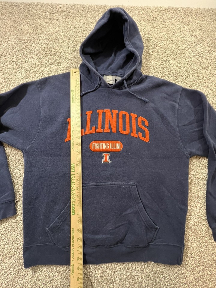 Vintage Mens Large Faded University of Illinois Spell Out Hoodie