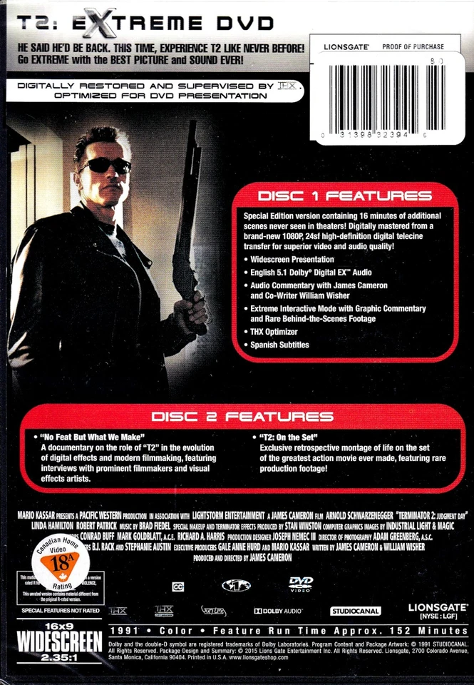 Terminator 2 - Schwarzenegger, Linda Hamilton - New 2 Disc DVD Set - ReMastered - Image 2 of 2