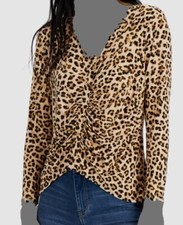  54 INC International Concepts Women's Beige Petite Print Ruched Top Size PL