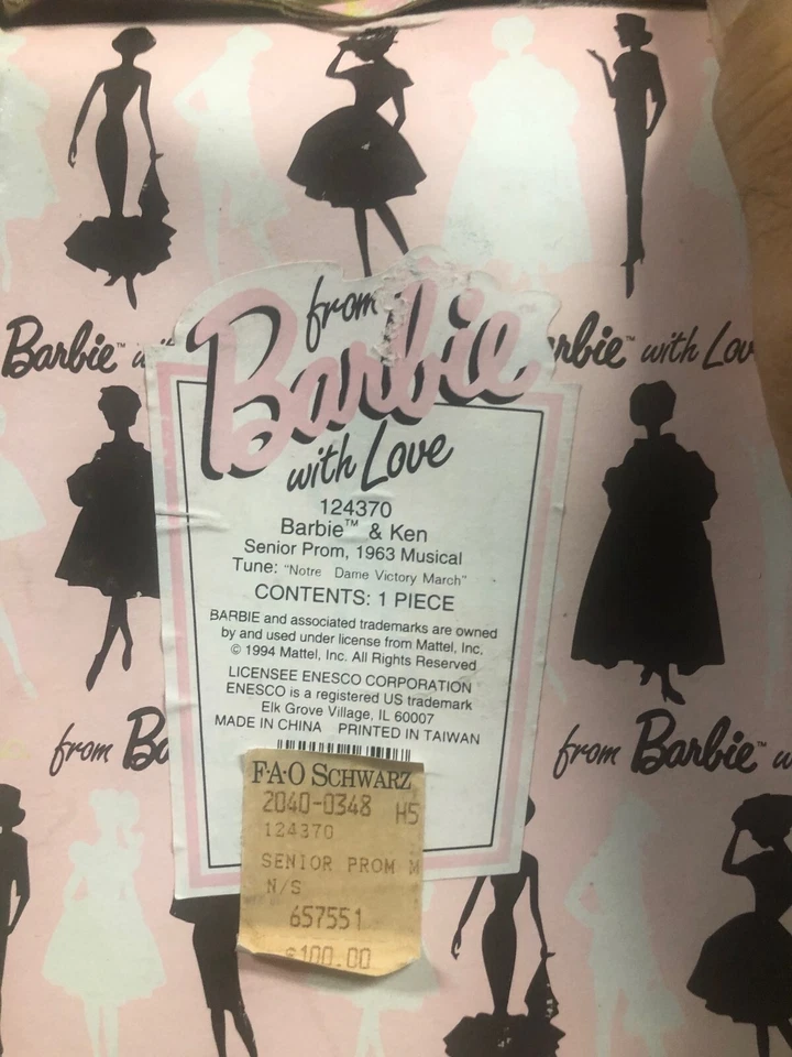 NEW---1994 Barbie With Love Barbie & Ken Senior Prom 1963 Musical Figure 124370 - Image 4 of 4