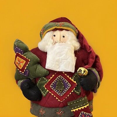 NOS Santa Claus Vintage Standing Wool Plush Crafters Stocking Tree Costco w/ box