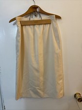 Vintage Designer Mary Ann Restivo 100% Silk Ivory Skirt Side Pockets Size (12)