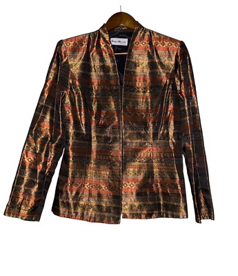 Karen Miller Brocade VintageSatin Jacket Old Luxury Women 10 Art To Wear Artsy