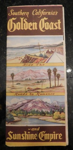 Original 1950 Southern California's Sunshine Empire Map Roads to Romance