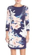 Vince Camuto Floral Jersey Shift Dress    Sz 10   *691 