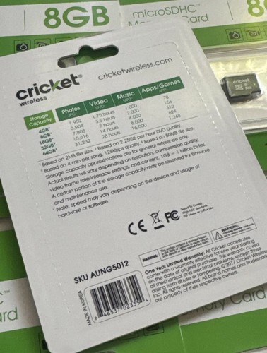 Cricket MicroSDHC 8GB Class 4 Memory Card NEW - Picture 3 of 4