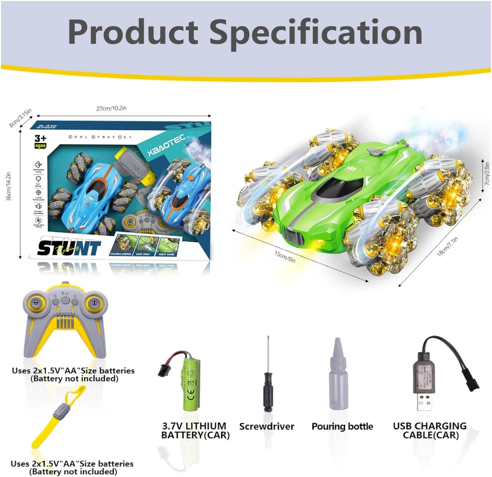 RC Stunt Car Double-Sided 4WD Drift Remote Control Vehicle Music Lights Effects - Image 2 of 4