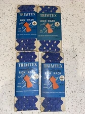 Trimtex Vintage Lot of 4 Packs 8 Yards Total Rick Rack Blue NOS