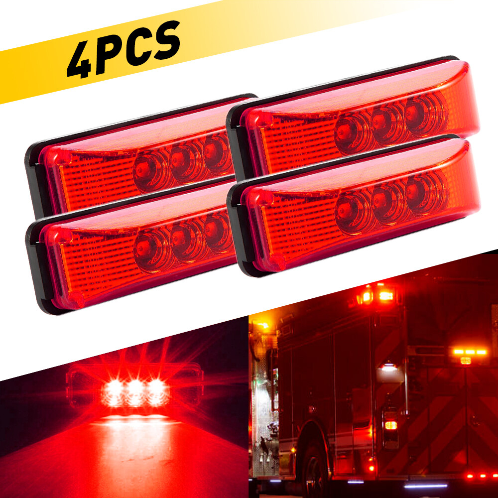 4 Pieces 4 Inch Trailer Marker LED Truck Side Running Light Clearance Lights Red