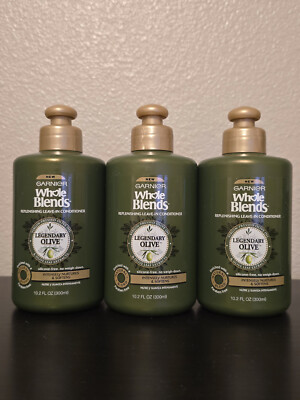 3 x Garnier Whole Blends LEGENDARY OLIVE Replenishing LeaveIn Conditioner 10.2oz