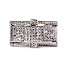 Men's 14K White Gold Diamond Cluster Ring Size 10.25 - J519