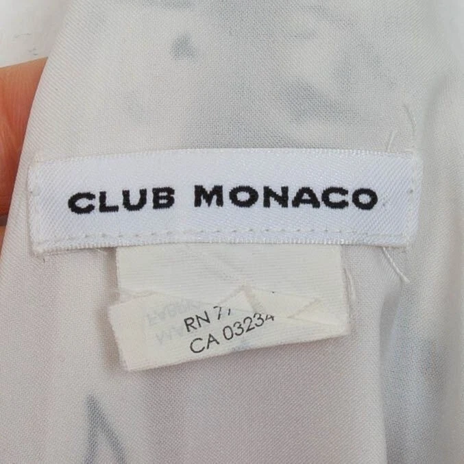 Vestido Club Monaco Mujer Seda Espalda Corredora Cintura Caída Talla 4 Blanco Acuarela Artístico Foto 4 de 4