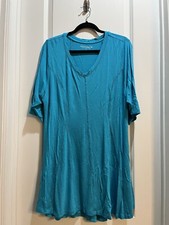 SOFT SURROUNDINGS V-Neck half sleeve Tunic Dress plus sz 1X Blue gore cut