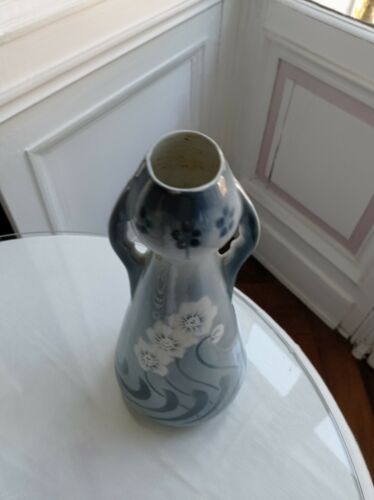 Vase Art Déco en faience de ST Amand Hamages signé et numéroté H. 24 cm - Zdjęcie 1 z 3