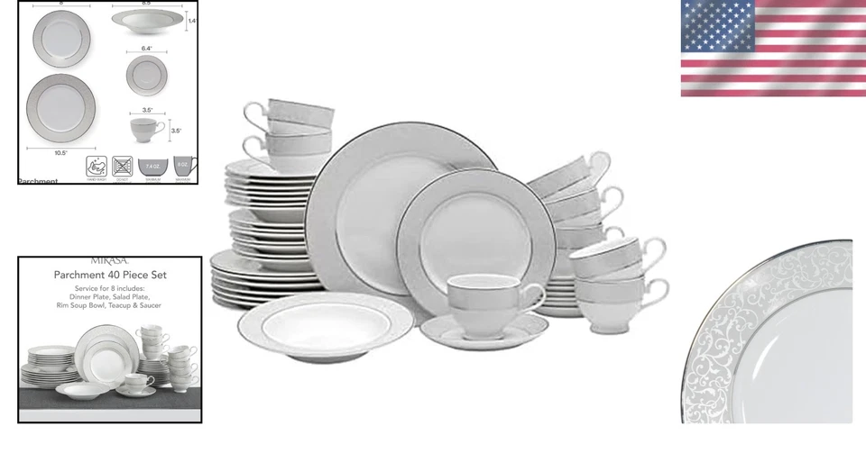 Contemporary Parchment Tableware Collection, 8 Guests - Image 2 of 4