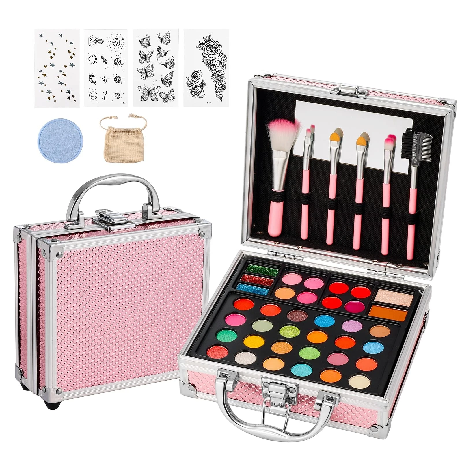 Anpro All-In-One Makeup Kit for Girls 10-12 with Case, Pro Teen Pink
