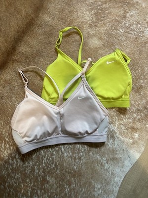 Nike Indy Dri Fit Sports Bra Medium Lot Of 2 Pink Green Lime Athletic Workout