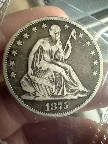1875 CC Seated Liberty Silver Half Dollar 50c